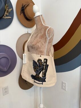Urban Outfitters Cream Canvas Tote with Rooster Motel